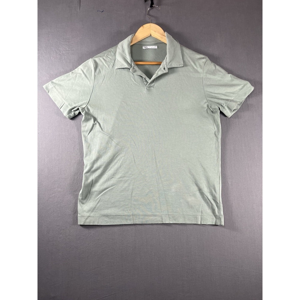 ZARA Men's Polo Shirt Size S Olive Green Short Sleeve Casual Classic